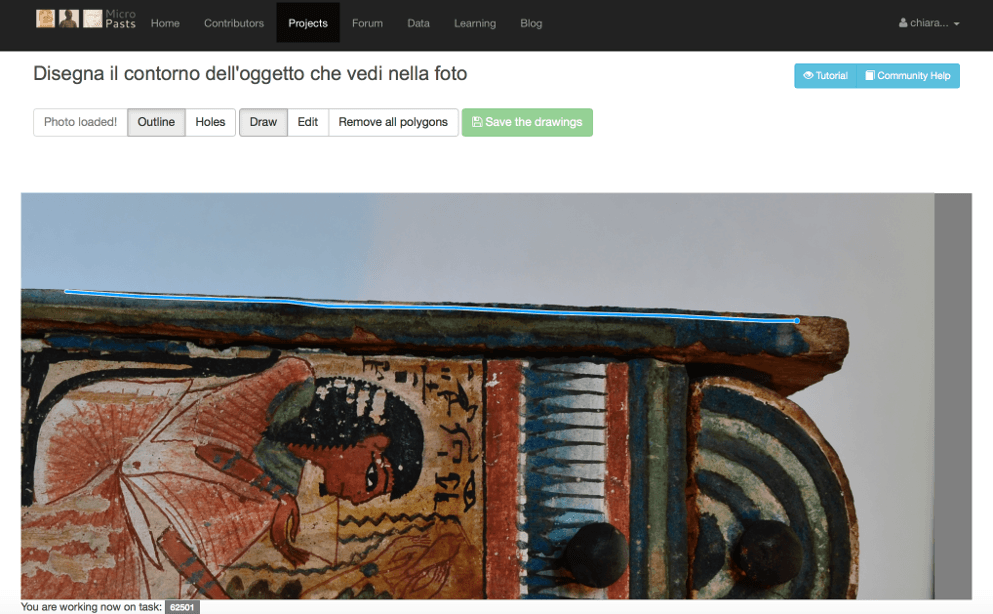 Prima applicazione di crowdsourcing del Museo Egizio di Torino, su MicroPasts.