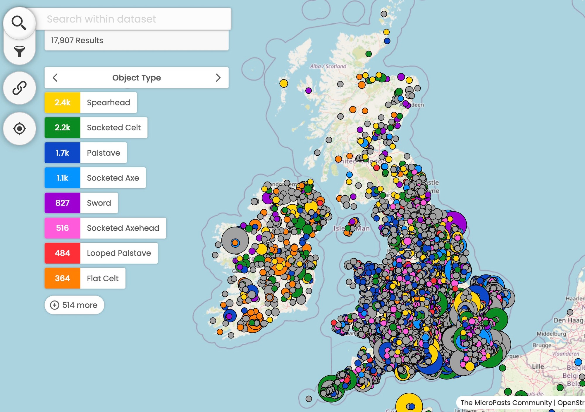 A screenshot of the Bronze Age Index mapping website