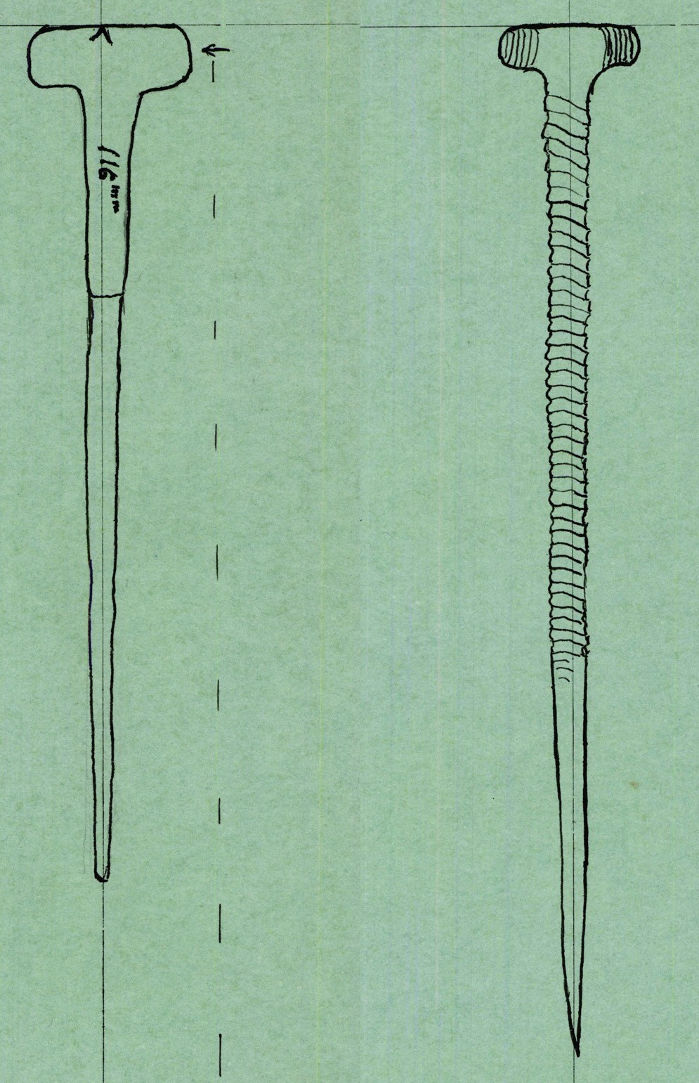 MBA pins from West Overton G1 barrow (left) and Silk Hill barrow (right). © Trustees of the British Museum