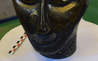A Hollow Human Head of Bronze